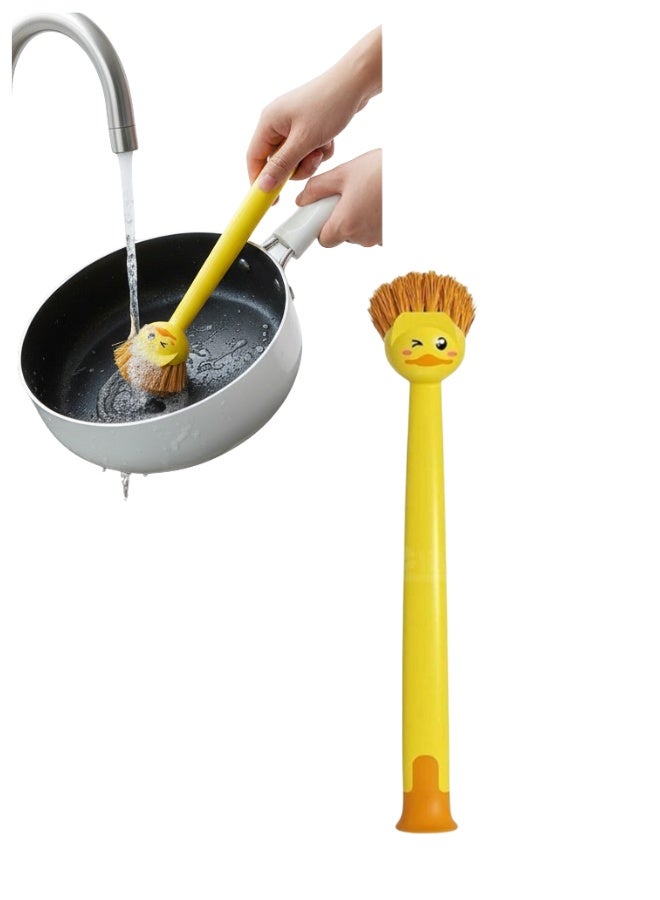 فرشاة أطباق متعددة الاستخدامات للمطبخ بقاعدة شفط - مقبض طويل مريح لتنظيف الأواني والمقالي والأطباق والأحواض، مزيل قوي للدهون، أداة مطبخ موفرة للمساحة ومنظمة - Image 1